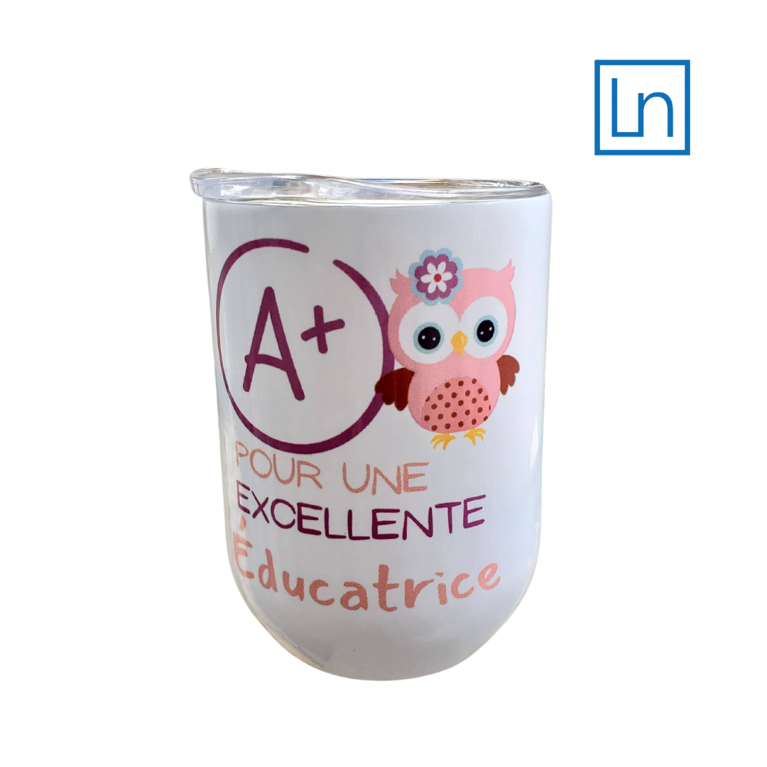 Verre à vin pour une excellente Éducatrice Rose