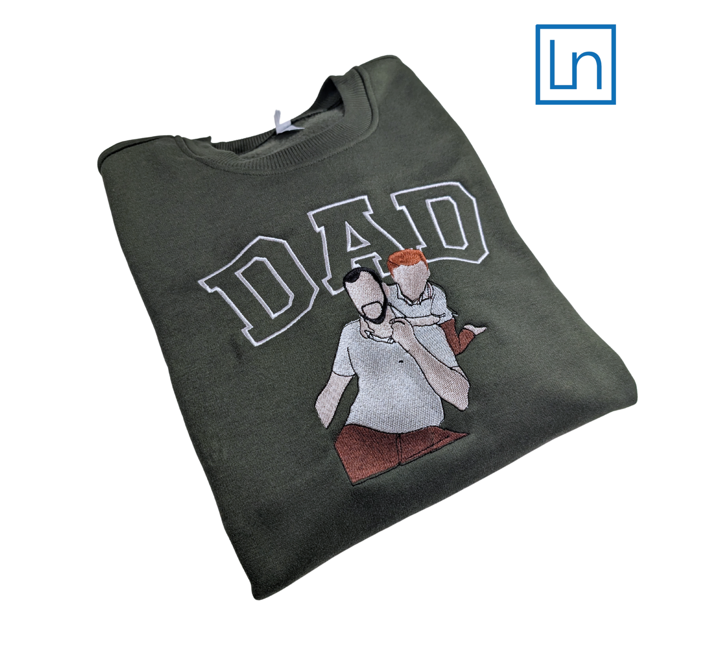 Crewneck personnalisé avec broderie « DAD » et silhouette photo