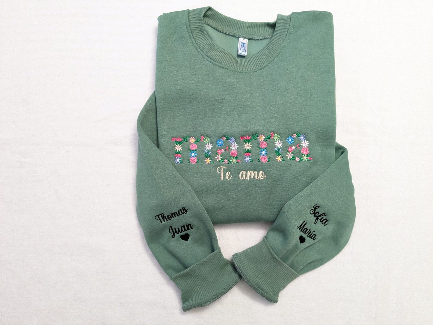 Crewneck brodé avec fleurs Mama