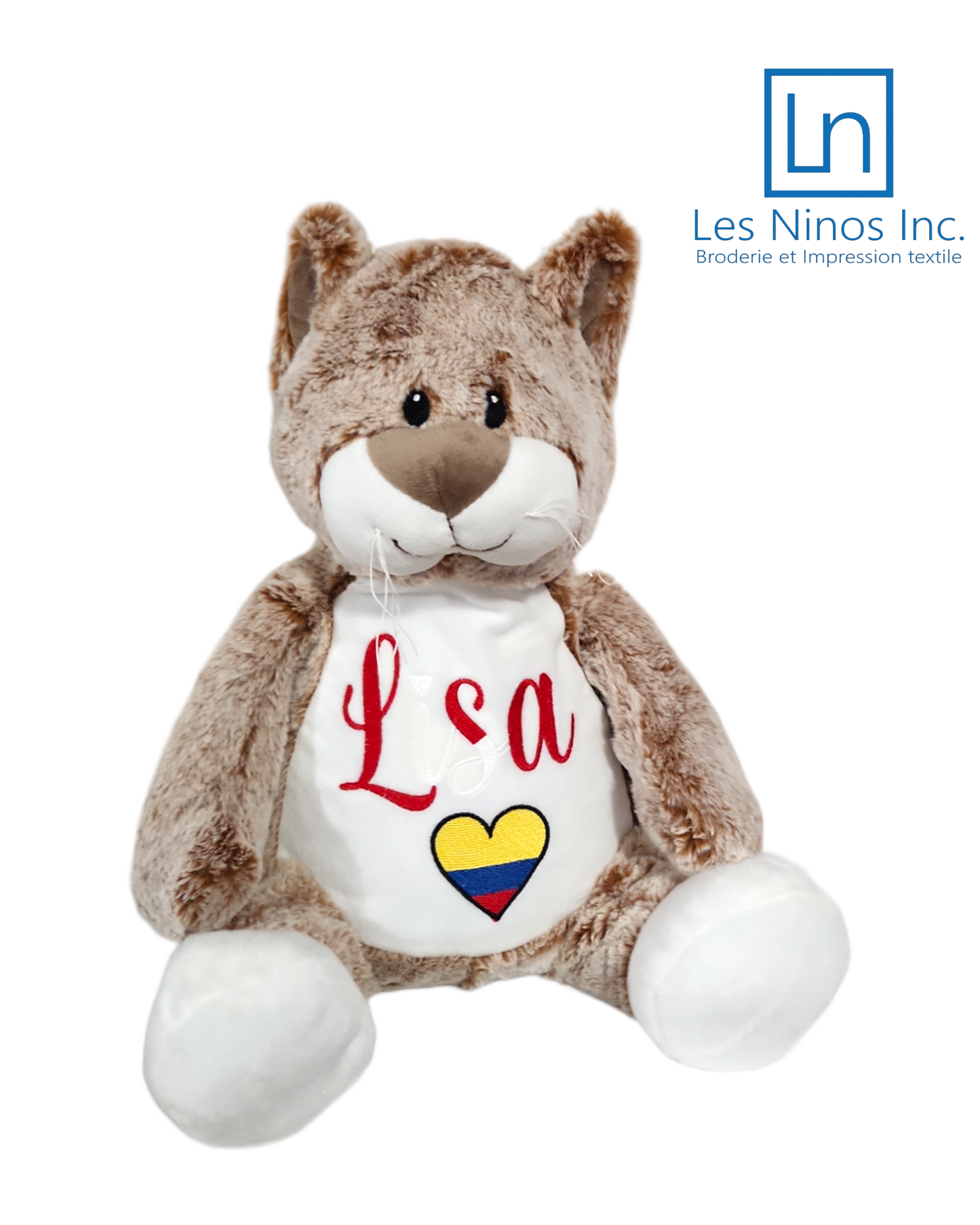 Chat - Peluche unique personnalisé Brodé avec donnes de nais