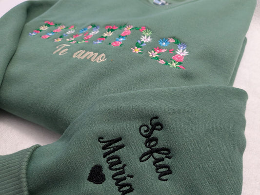 Crewneck brodé avec fleurs  Mama